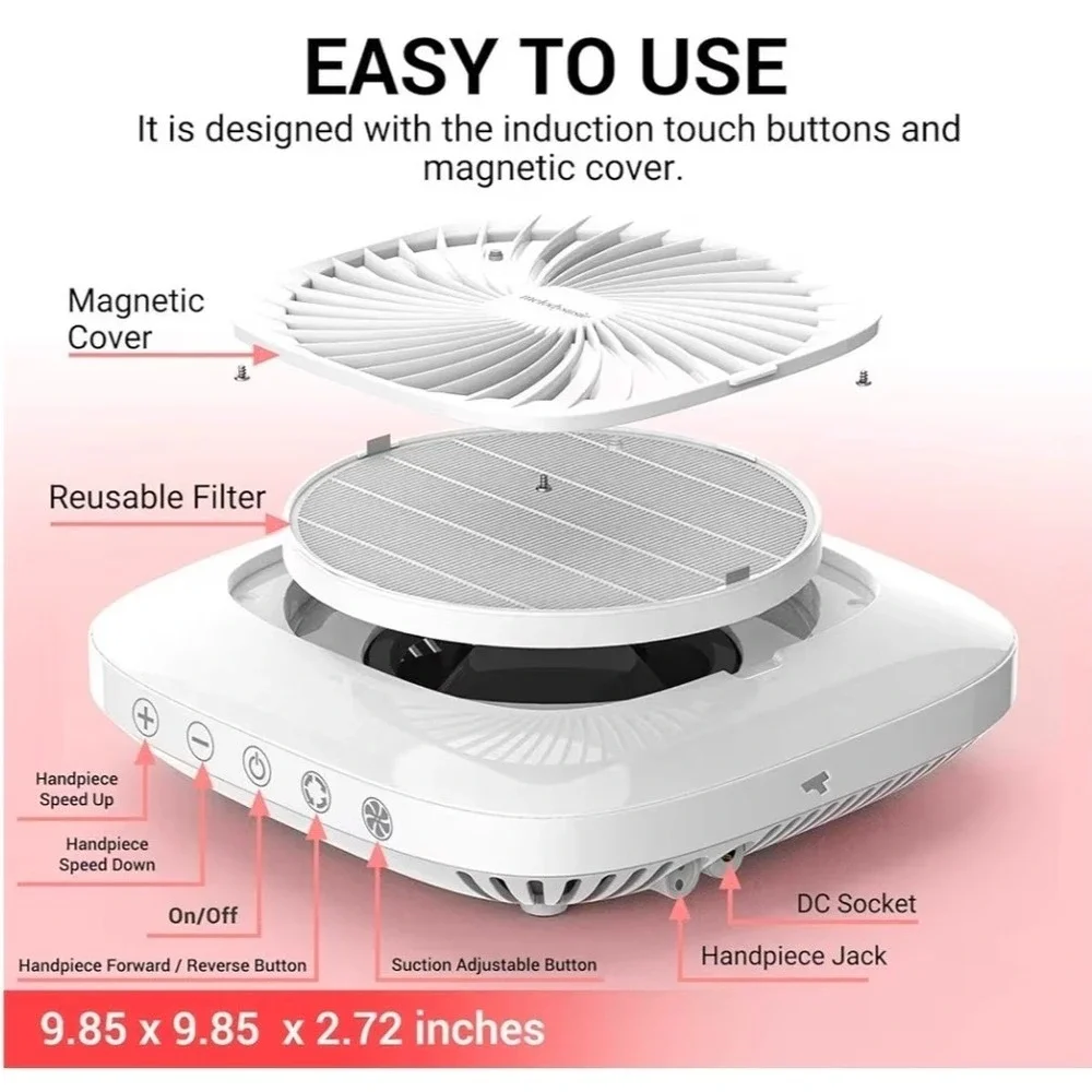 MelodySusie DR-3011A 2-in-1 Nail Dust Collector‎ & 30000RPM Electric Nail Drill